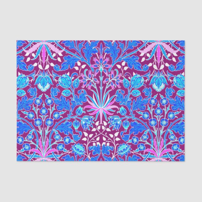 William Morris Hyacinth Print, Aqua and Purple Tissue Paper (Front)