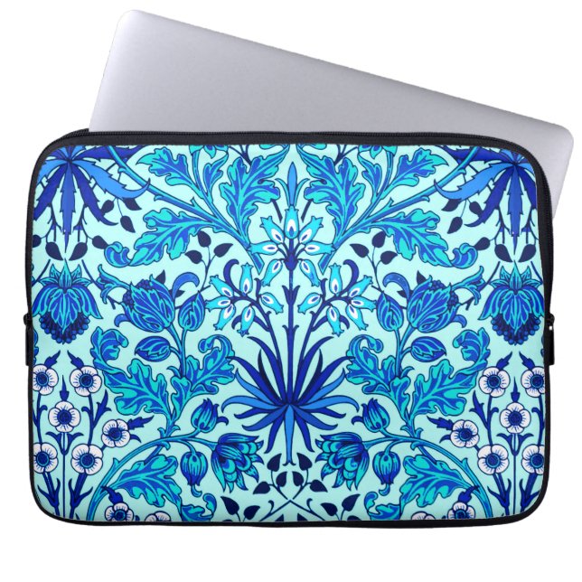 William Morris Hyacinth Print, Aqua and Turquoise  Laptop Sleeve (Front)