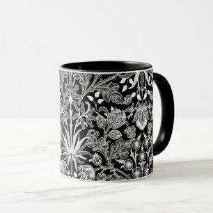William Morris Hyacinth Print, Black and White Mug