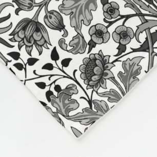 William Morris Hyacinth Print, Black, White & Grey Fleece Blanket