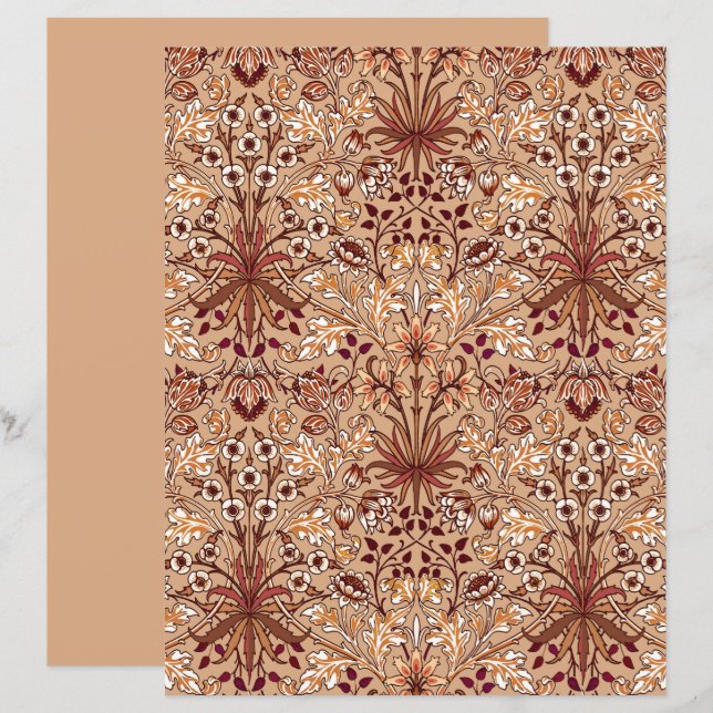 William Morris Hyacinth Print, Brown and Beige   (Front/Back)