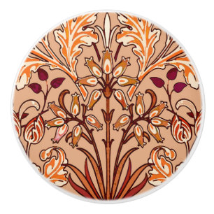 William Morris Hyacinth Print, Brown and Beige Ceramic Knob