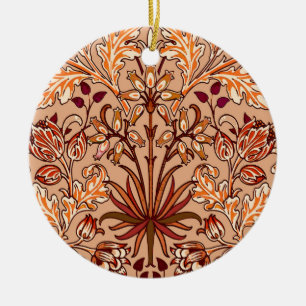 William Morris Hyacinth Print, Brown and Beige Ceramic Tree Decoration