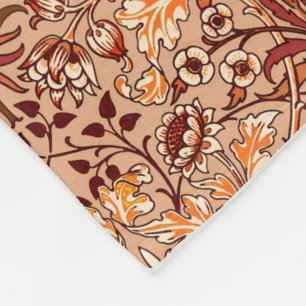 William Morris Hyacinth Print, Brown and Beige Fleece Blanket