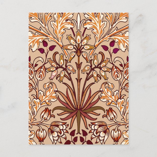 William Morris Hyacinth Print, Brown and Beige Postcard (Front)
