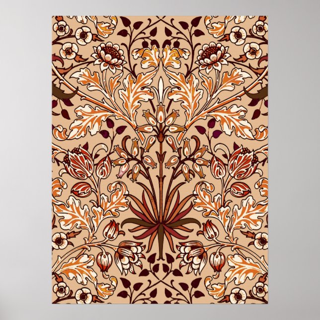 William Morris Hyacinth Print, Brown and Beige Poster (Front)