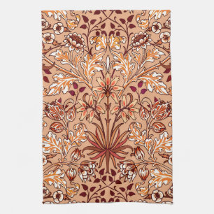 William Morris Hyacinth Print, Brown and Beige   Tea Towel