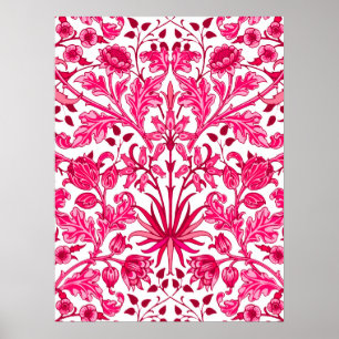 William Morris Hyacinth Print, Burgundy and Pink  Poster
