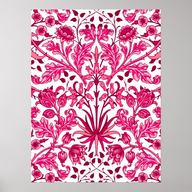 William Morris Hyacinth Print, Burgundy and Pink  Poster (Front)