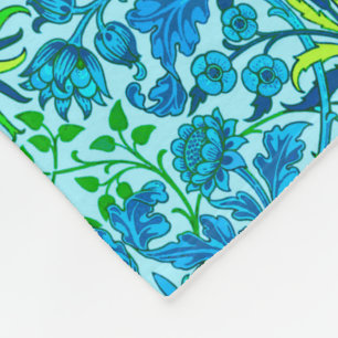 William Morris Hyacinth Print, Cerulean Blue Fleece Blanket