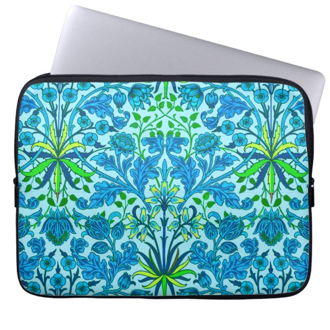 William Morris Hyacinth Print, Cerulean Blue Laptop Sleeve (Front)