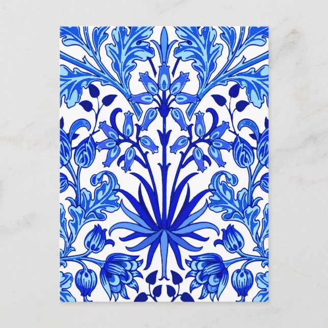 William Morris Hyacinth Print, Cobalt Blue & White Postcard (Front)