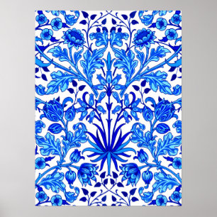 William Morris Hyacinth Print, Cobalt Blue & White Poster