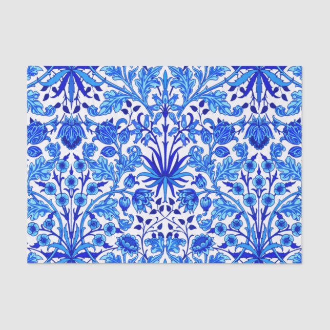 William Morris Hyacinth Print, Cobalt Blue & White Tissue Paper (Front)