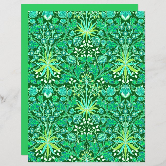 William Morris Hyacinth Print, Emerald Green  (Front/Back)
