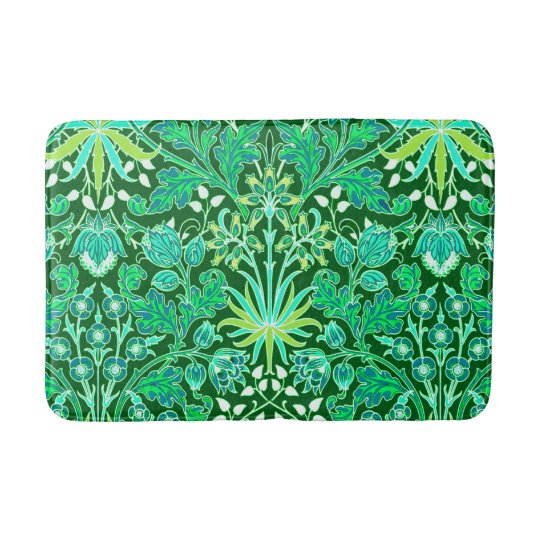 William Morris Hyacinth Print, Emerald Green Bath Mat Zazzle.co.uk