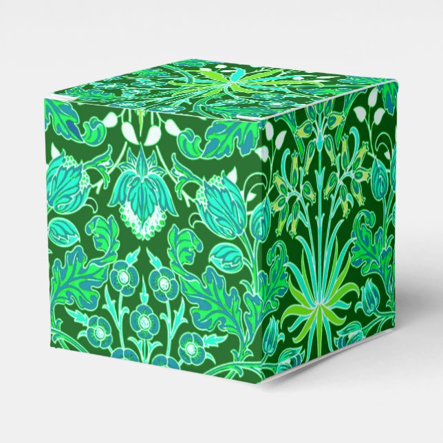 William Morris Hyacinth Print, Emerald Green Favour Box (Front Side)