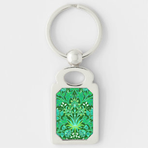 William Morris Hyacinth Print, Emerald Green Key Ring