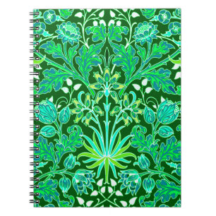 William Morris Hyacinth Print, Emerald Green  Notebook