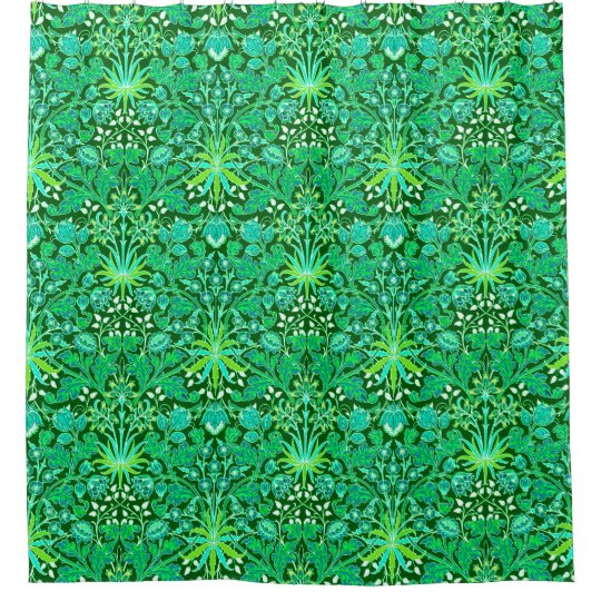 William Morris Hyacinth Print Emerald Green Shower Curtain