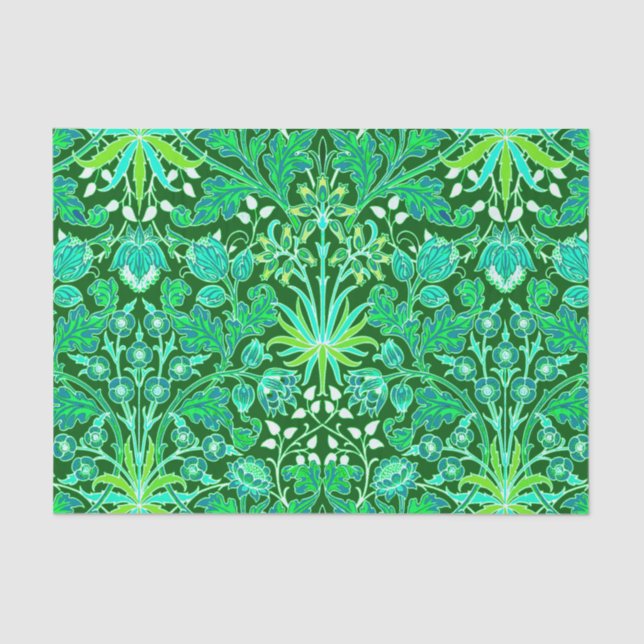 William Morris Hyacinth Print, Emerald Green Tissue Paper (Front)