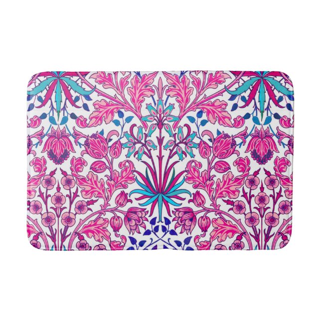 William Morris Hyacinth Print, Fuchsia Pink Bath Mat (Front)
