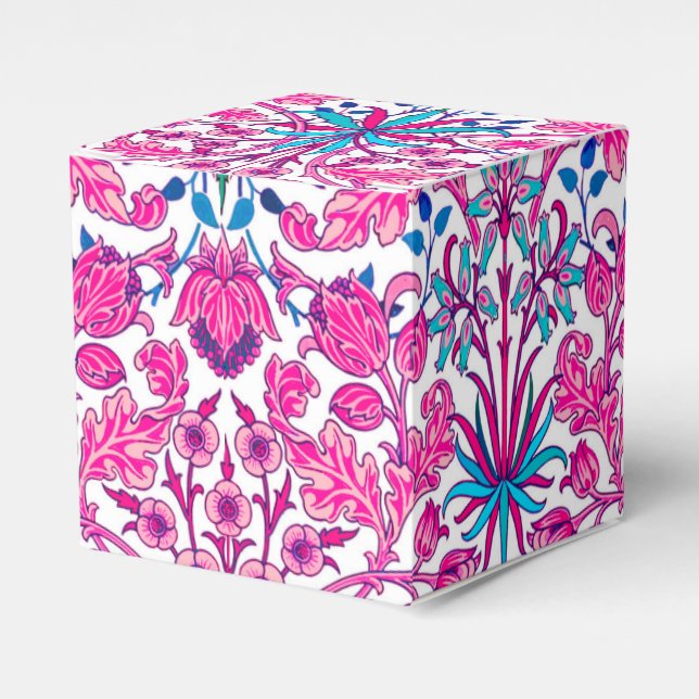 William Morris Hyacinth Print, Fuchsia Pink Favour Box (Front Side)