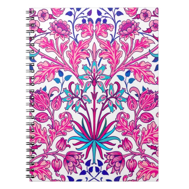 William Morris Hyacinth Print, Fuchsia Pink Notebook (Front)