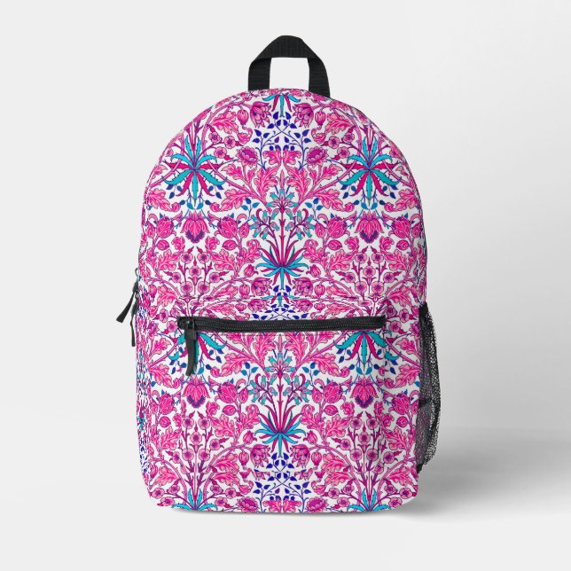 William Morris Hyacinth Print, Fuchsia Pink Printed Backpack (Front)