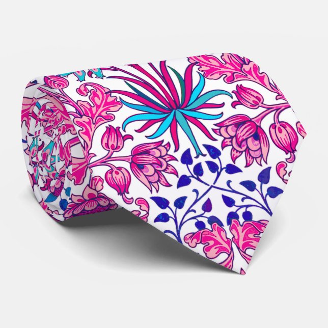 William Morris Hyacinth Print, Fuchsia Pink Tie (Rolled)