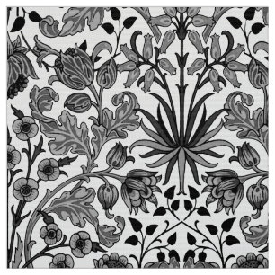 William Morris Hyacinth Print, Grey, Black & White Fabric