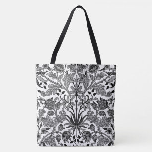 William Morris Hyacinth Print, Grey, Black & White Tote Bag