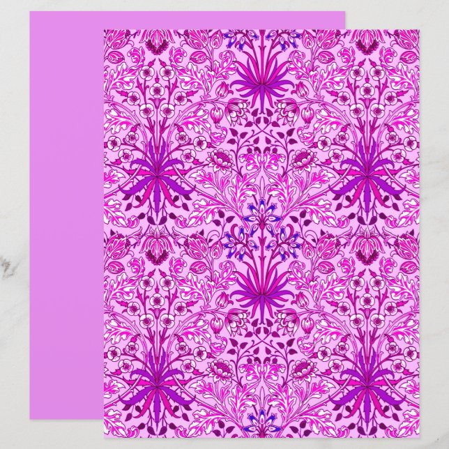 William Morris Hyacinth Print, Lavender and Violet (Front/Back)