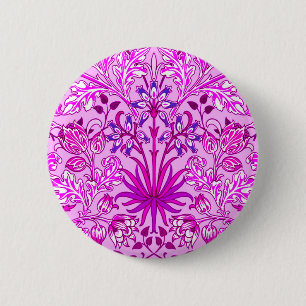 William Morris Hyacinth Print, Lavender and Violet 6 Cm Round Badge