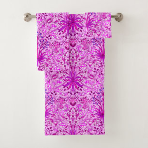 William Morris Hyacinth Print, Lavender and Violet Bath Towel Set