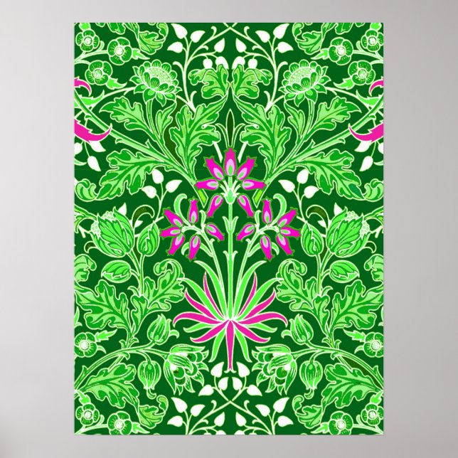 William Morris Hyacinth Print Lime & Emerald Green (Front)