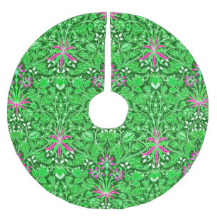 William Morris Hyacinth Print Lime & Emerald Green Brushed Polyester Tree Skirt