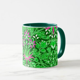 William Morris Hyacinth Print Lime & Emerald Green Mug