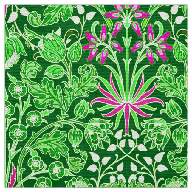 William Morris Hyacinth Print, Lime Green Fabric (Swatch)