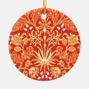 William Morris Hyacinth Print, Mandarin Orange Ceramic Tree Decoration