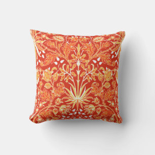 William Morris Hyacinth Print, Mandarin Orange Cushion