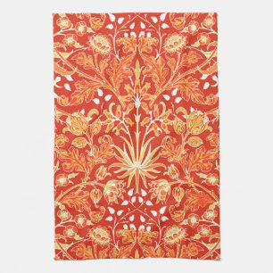 William Morris Hyacinth Print, Mandarin Orange  Tea Towel