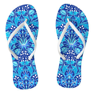 William Morris Hyacinth Print, Navy & Cobalt Blue Flip Flops