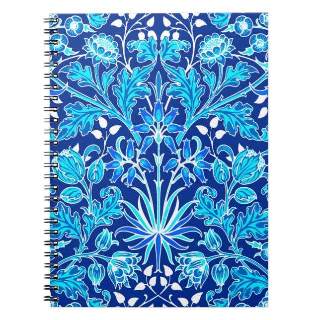 William Morris Hyacinth Print, Navy & Cobalt Blue Notebook (Front)