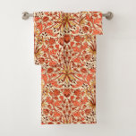 William Morris Hyacinth Print, Orange and Rust Bath Towel Set