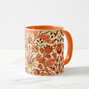 William Morris Hyacinth Print, Orange and Rust Mug
