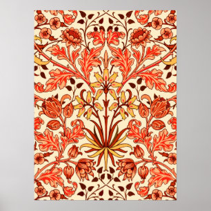 William Morris Hyacinth Print, Orange and Rust Poster