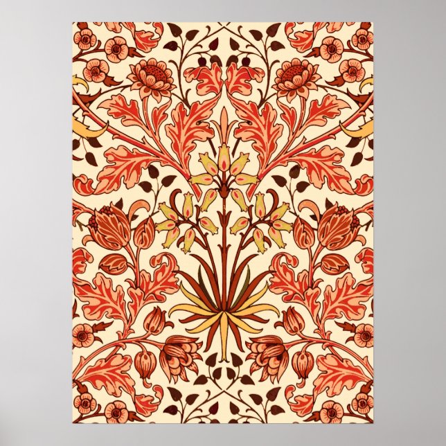 William Morris Hyacinth Print, Orange and Rust Poster (Front)