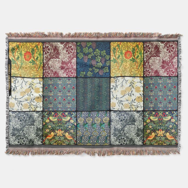 William * Morris II Art Nouveau Quilt Patch Throw (Front)