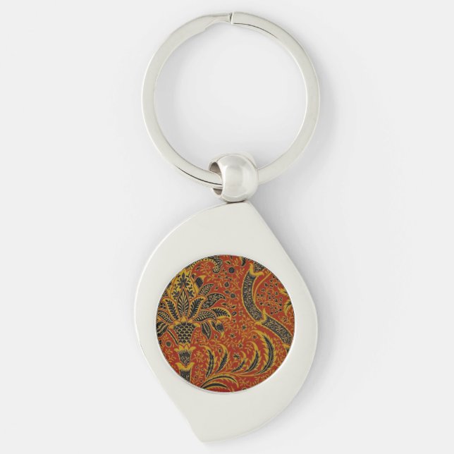 William Morris India Red Floral Key Ring (Front)